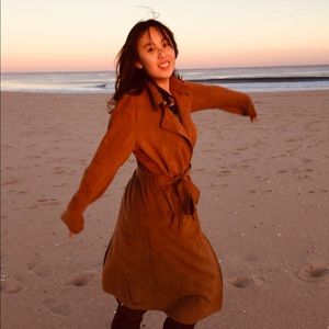 New York&Company M tan/brown suede long coat